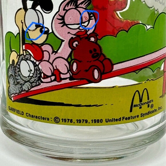 Vintage Garfield with Odie Characters McDonalds Glass Cup Mug 1980 Jim Davis - Picture 8 of 9